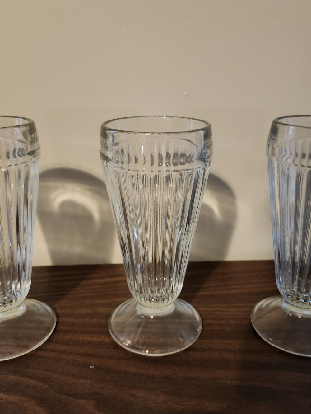 Clear Ribbed Glass Dessert Glasses- Set of 3